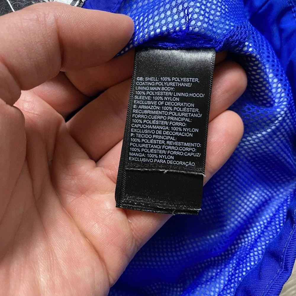 The North Face Boy's DryVent Hooded Rain Jacket M (10/12) Blue Black Windbreaker